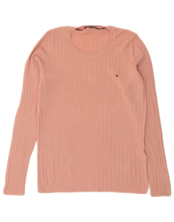 Suéter Tommy Hilfiger feminino oversized com gola redonda, 6 XS rosa