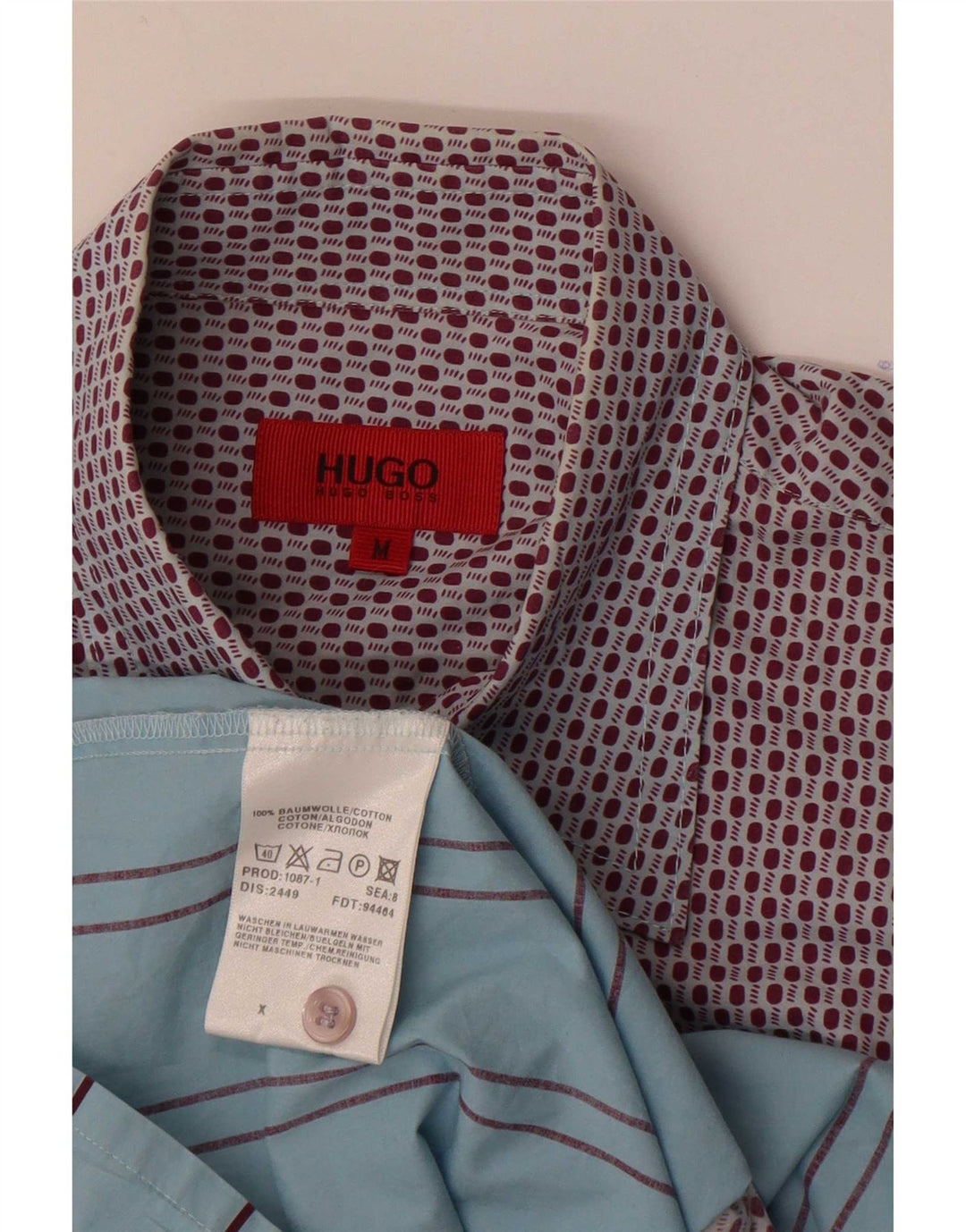 Camisa masculina Hugo Boss de algodão listrado azul médio