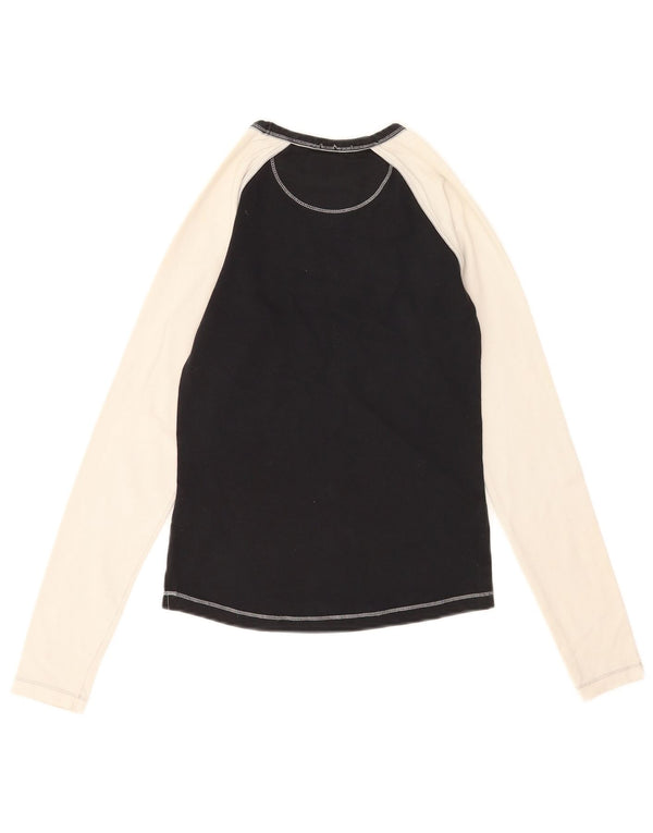 Top gráfico feminino Nike manga comprida Reino Unido 8/10 pequeno preto colorblock algodão