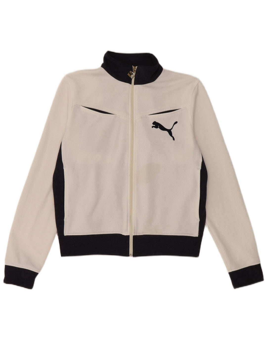 Puma Womens Tracksuit Top Jacket UK 14 Médio Branco Colourblock Poliéster