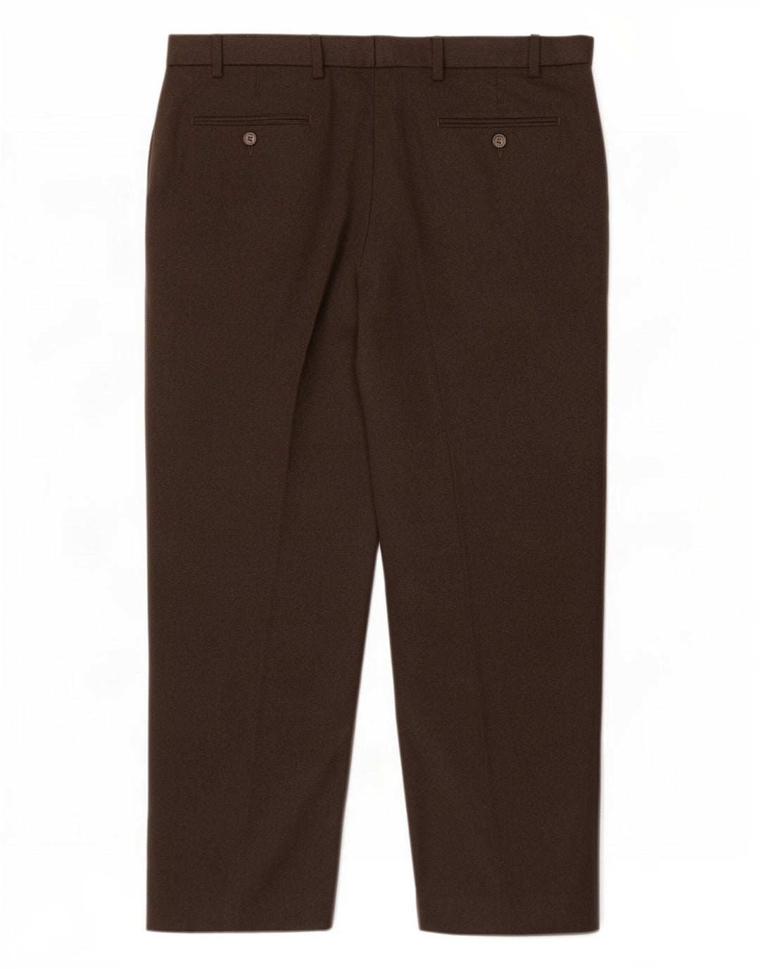 Calça masculina de terno regular Marks & Spencer W38 L29 poliéster marrom