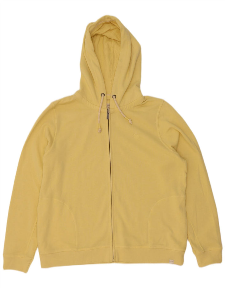 Suéter masculino com capuz e zíper Fat Face grande algodão amarelo