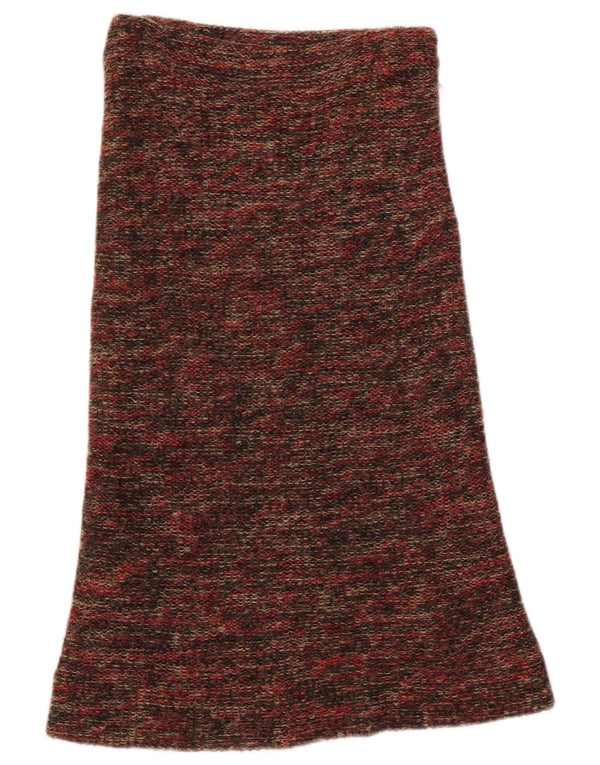 Saia feminina vintage em malha A-Line W27 pequena lã manchada multicolorida