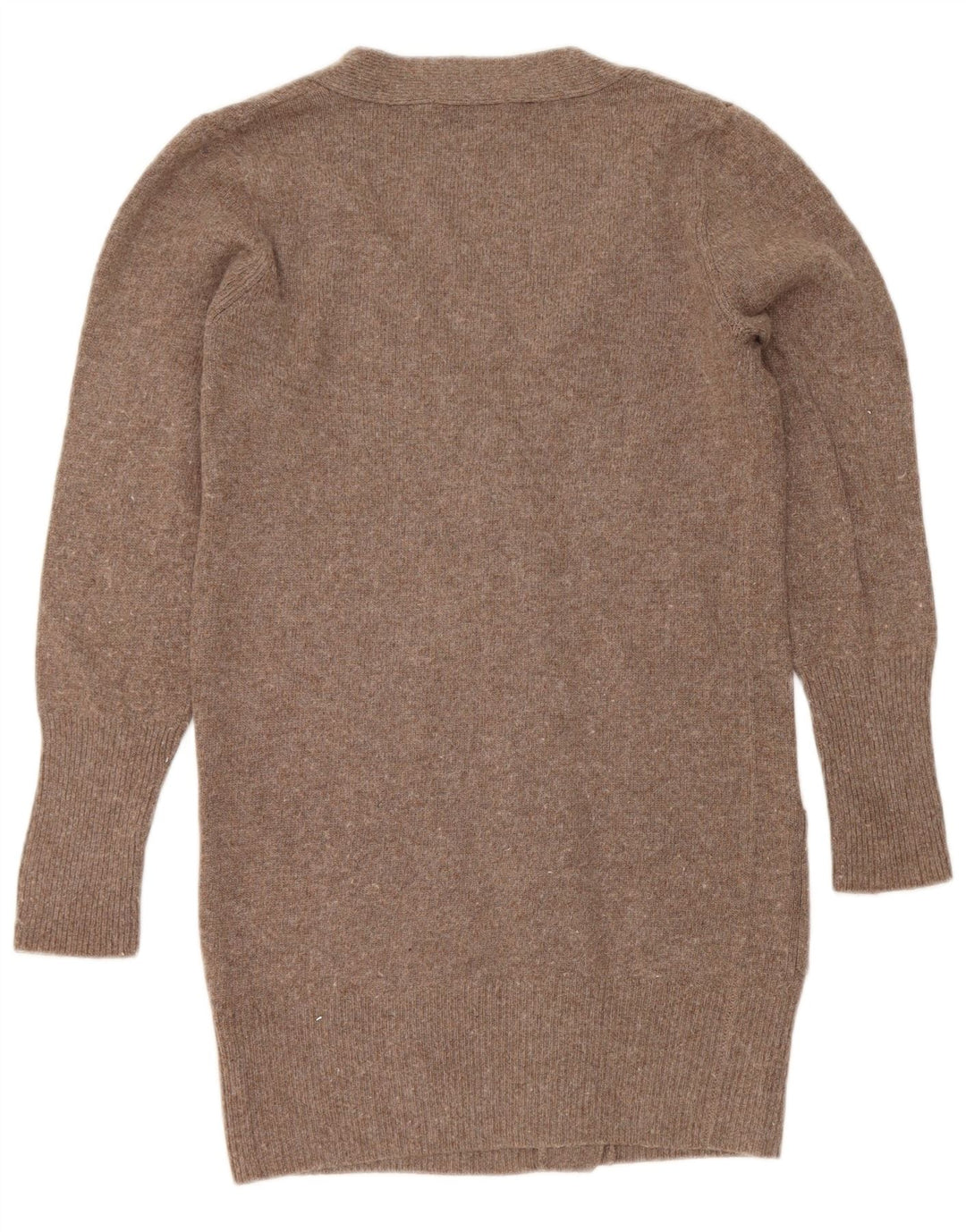 Suéter cardigã feminino Longline da Marks & Spencer Reino Unido 10 pequeno marrom viscose