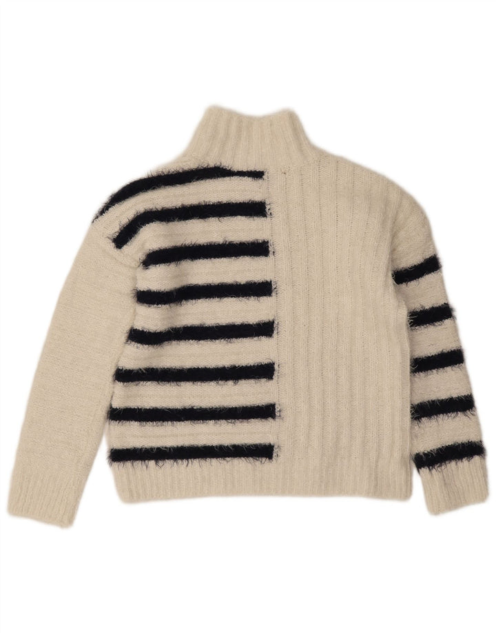 Suéter feminino Marks & Spencer com gola tartaruga Reino Unido 10 pequeno off white