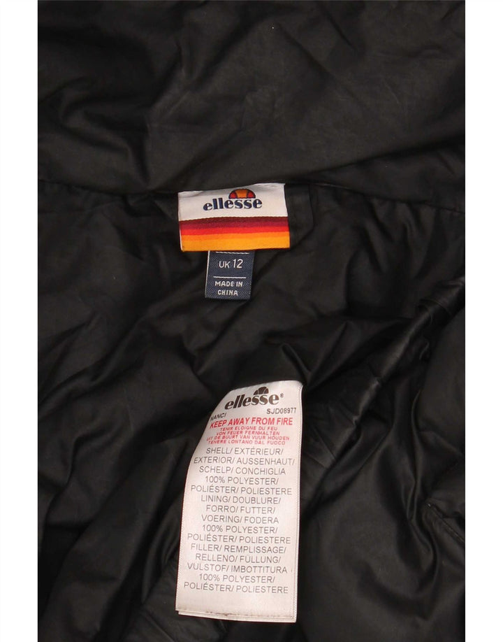 Jaqueta feminina Ellesse com capuz grande e acolchoada UK 12 poliéster preto médio