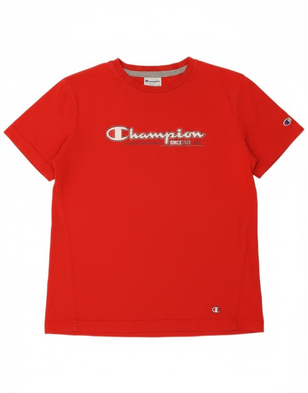 Camiseta estampada Champion Boys 11-12 anos grande algodão vermelho
