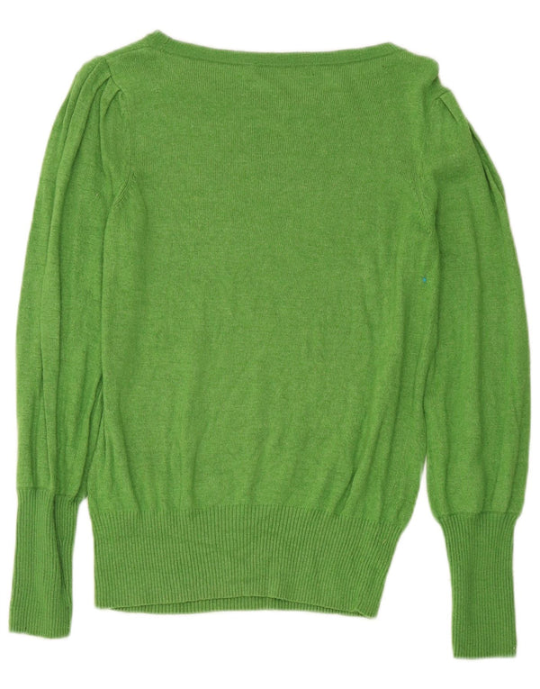 Suéter feminino Marks & Spencer com gola canoa e viscose verde médio Reino Unido 12