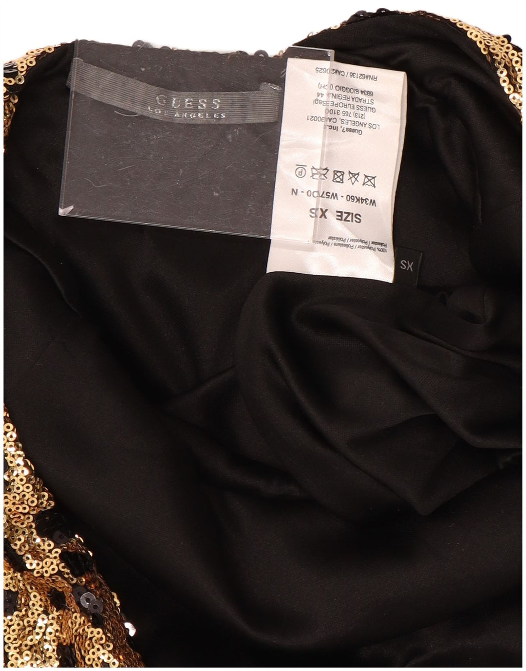 Vestido bodycon feminino de manga comprida com lantejoulas GUESS Reino Unido 6 XS dourado geométrico