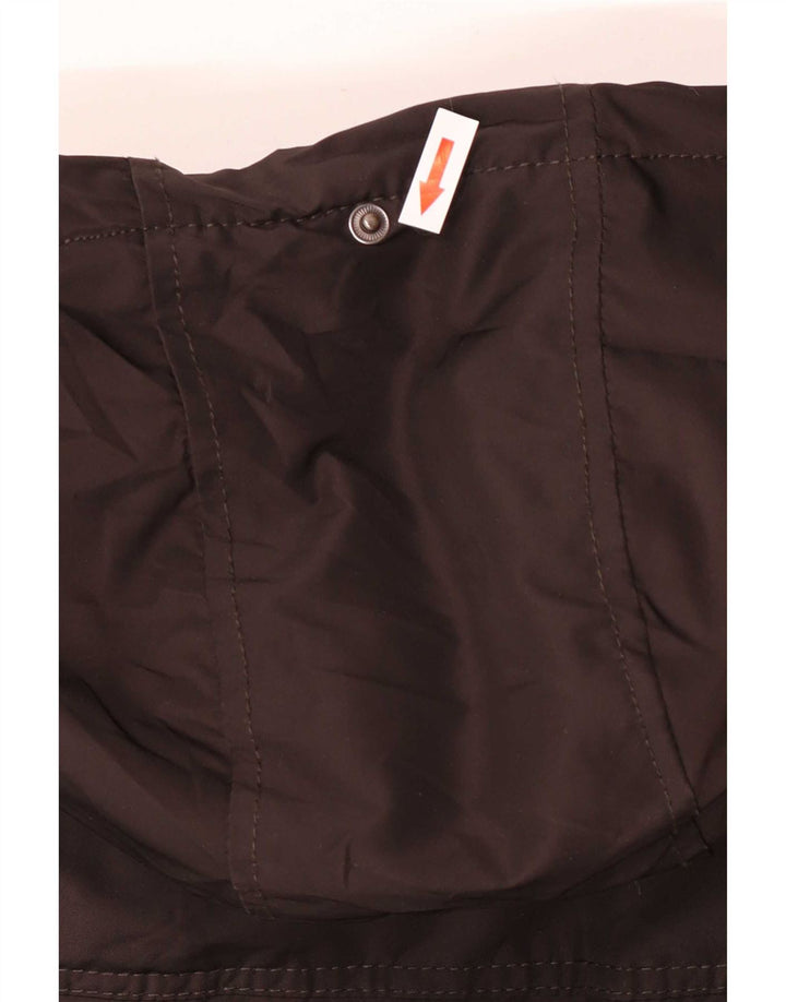 Jaqueta acolchoada com capuz masculina Zara UK 38 poliéster marrom médio