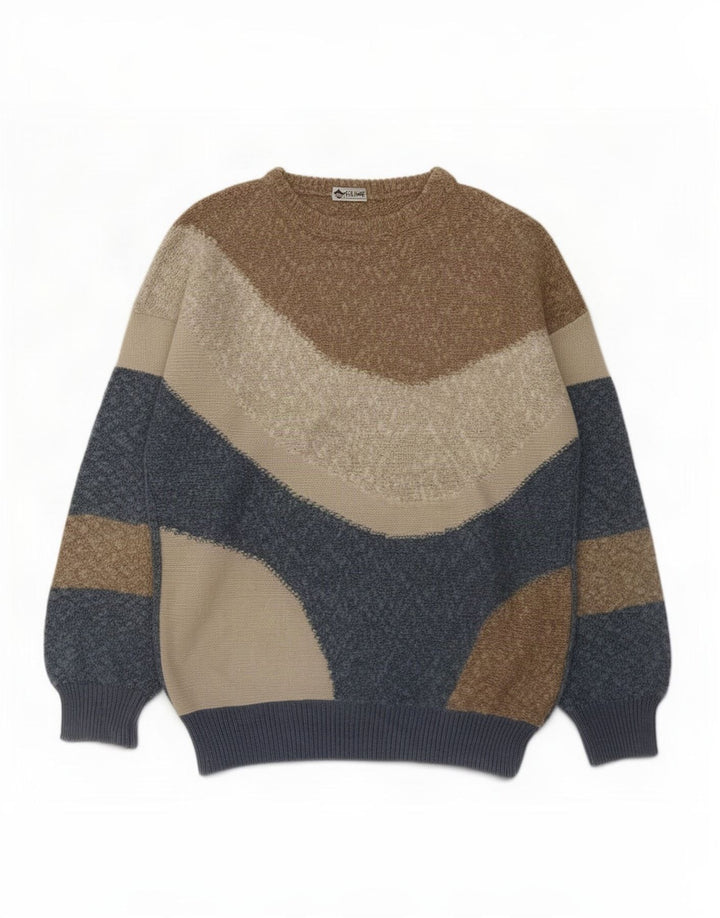 Suéter masculino Fiume com gola redonda, algodão colorblock médio multicolorido