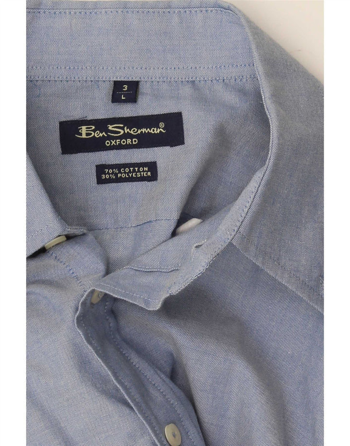 Camisa Oxford masculina Ben Sherman grande algodão azul
