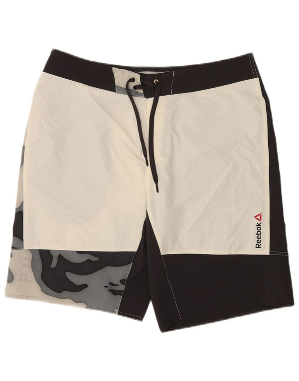 Shorts de natação masculino Reebok Speedwick Graphic médio preto colorblock