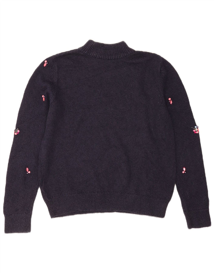 Suéter feminino Marks & Spencer com gola tartaruga Reino Unido 10 pequeno azul marinho