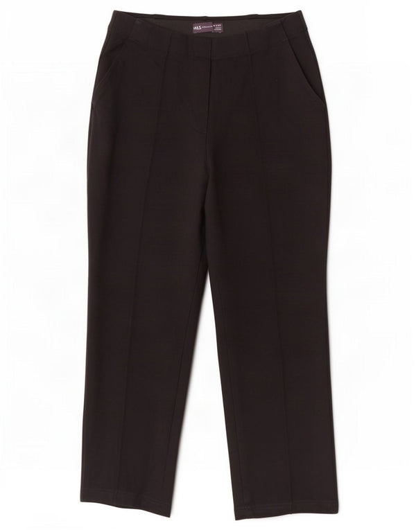 Calças cortadas femininas Marks & Spencer Reino Unido 10 pequenas W26 L24 viscose preta
