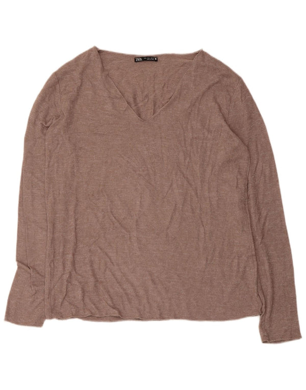 Blusa feminina Zara Top UK 14 grande viscose marrom