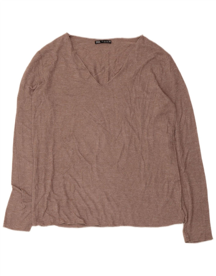 Blusa feminina Zara Top UK 14 grande viscose marrom