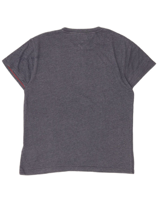 Tommy Hilfiger Camiseta masculina gráfica Top médio algodão azul marinho