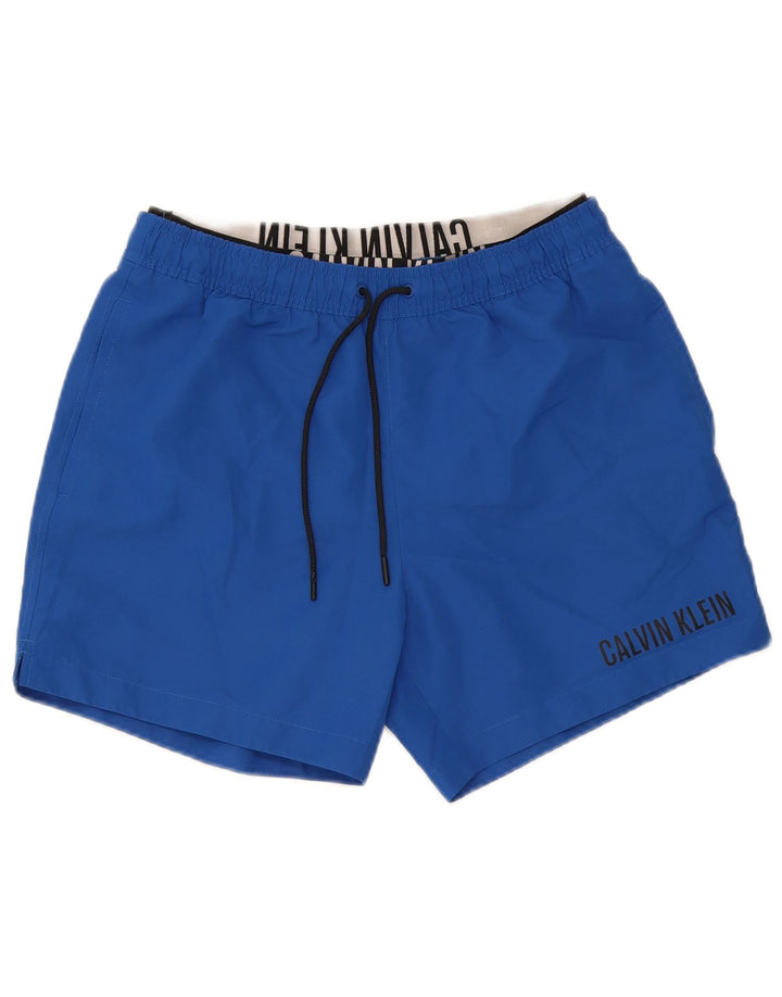 Shorts de natação masculino Calvin Klein gráfico azul médio poliéster