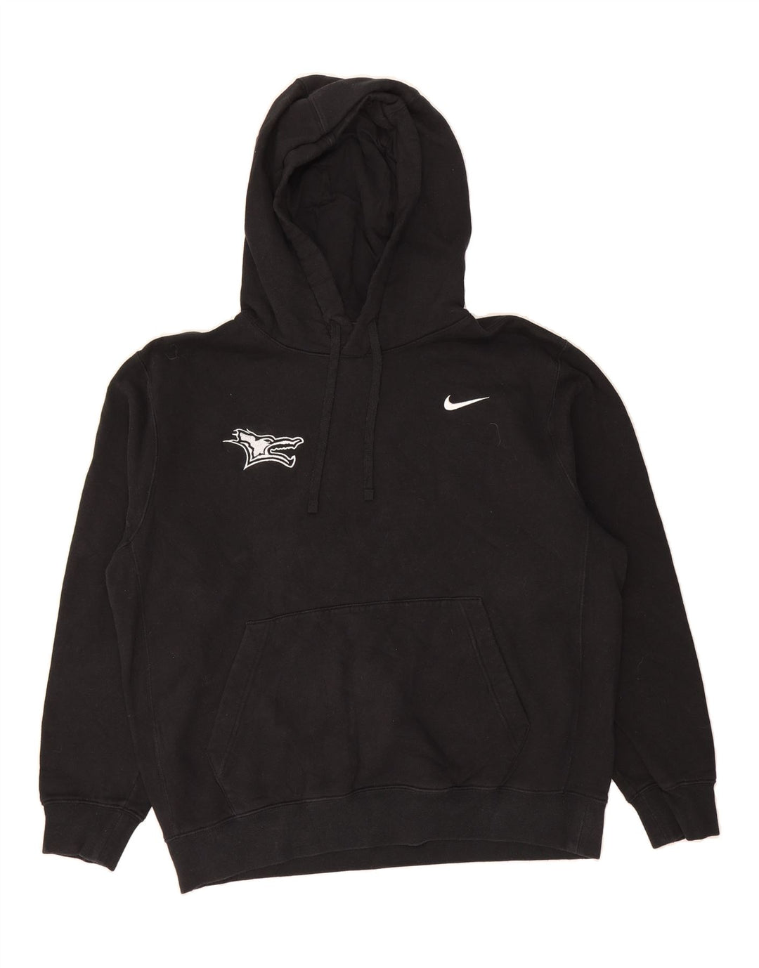 NIKE Womens Oversized Graphic Hoodie Jumper UK 16 Large Black Cotton Vintage Nike and Second-Hand Nike from Messina Hembry 