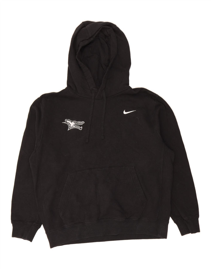 NIKE Womens Oversized Graphic Hoodie Jumper UK 16 Large Black Cotton Vintage Nike and Second-Hand Nike from Messina Hembry 