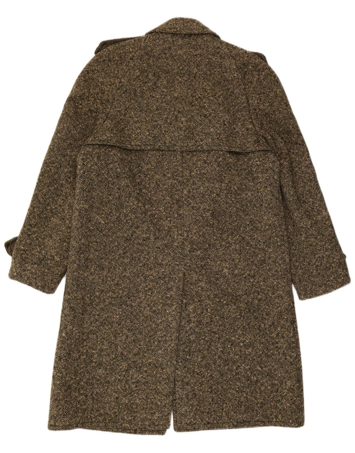 Sobretudo militar masculino vintage Reino Unido 38 lã nova marrom médio