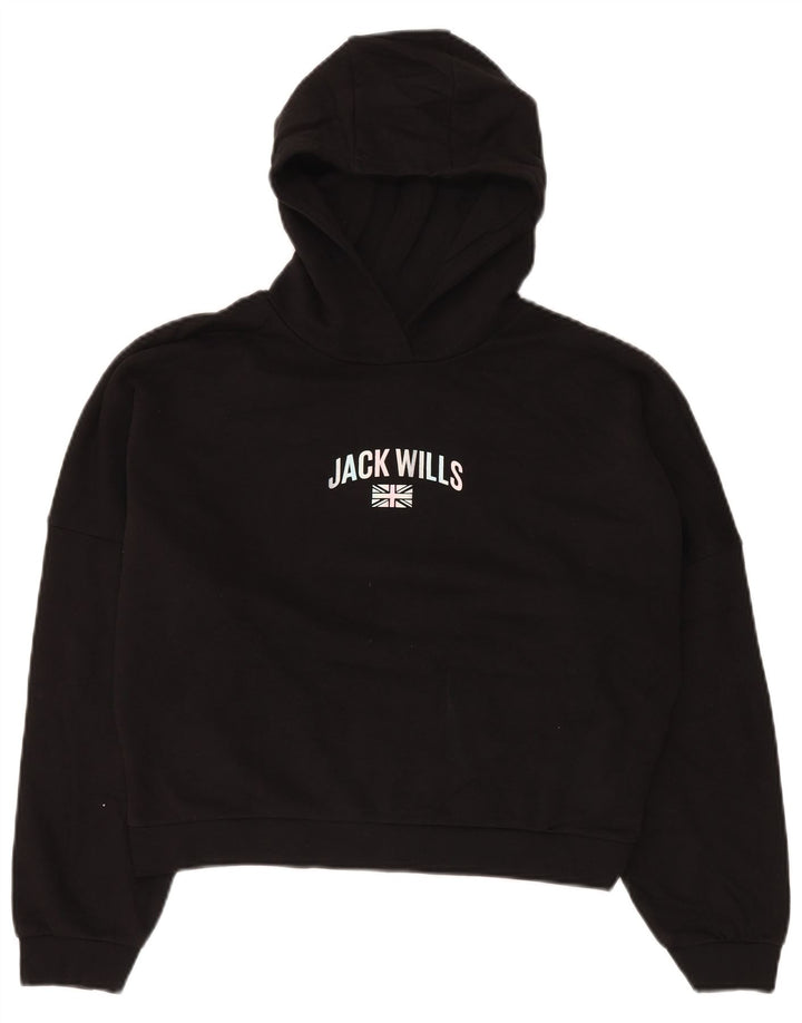 JACK WILLS Suéter feminino oversized com capuz e estampa gráfica 14-15 anos preto