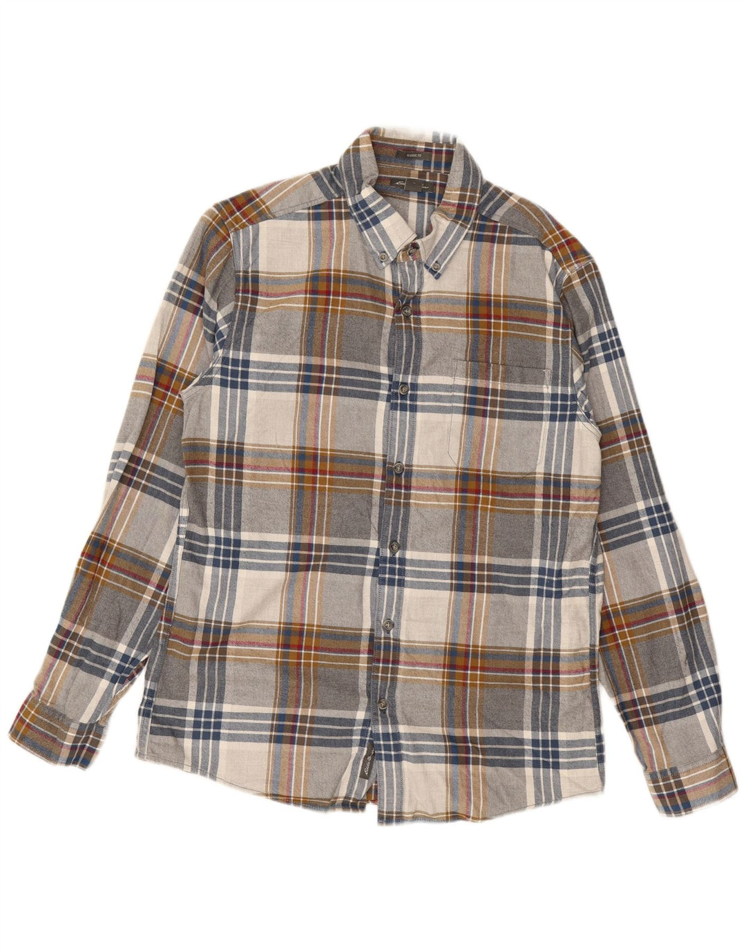 EDDIE BAUER Camisa masculina de flanela clássica de ajuste médio xadrez multicolorida