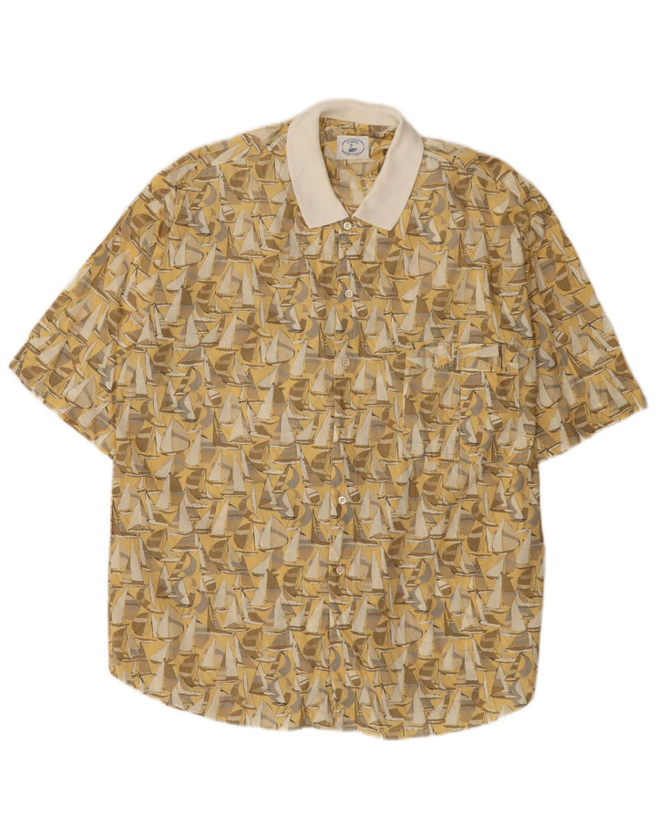 Carrel Camisa masculina de manga curta grande algodão geométrico amarelo