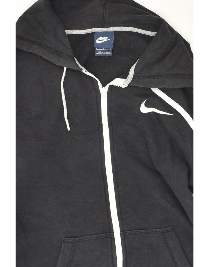 NIKE Womens Zip Hoodie Sweater UK 16 Large Black Cotton | Vintage Nike | Thrift | Second-Hand Nike | Used Clothing | Messina Hembry 