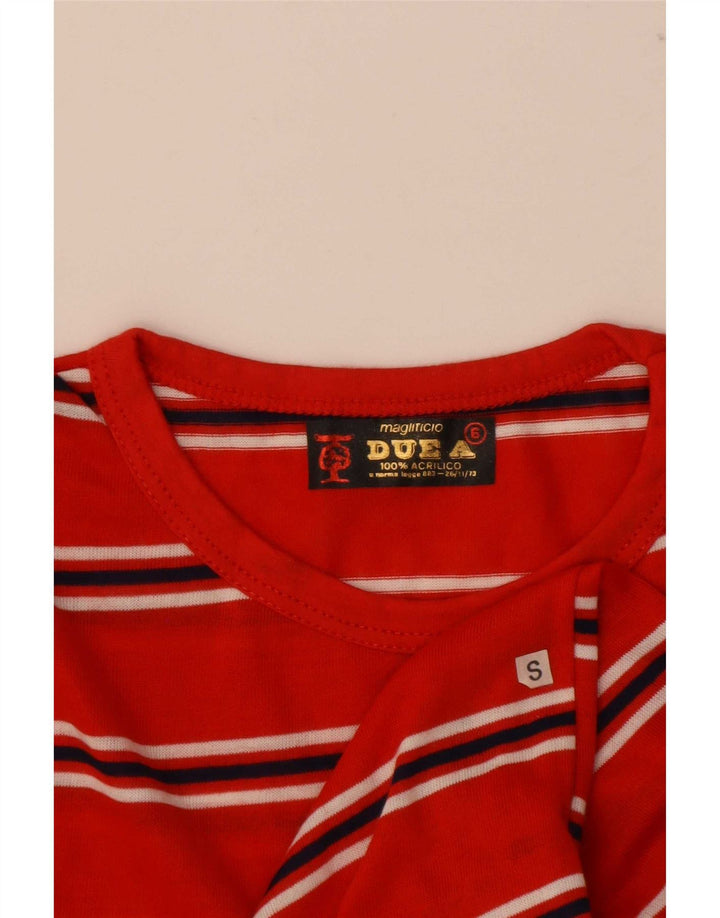 Camiseta masculina vintage top pequeno acrílico listrado vermelho