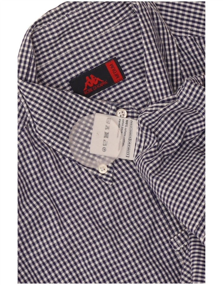 Camisa masculina Kappa de algodão guingão azul médio