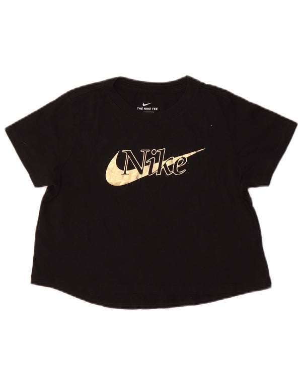 Camiseta Nike Girls Crop Graphic Top 10-11 Anos Médio Algodão Preto