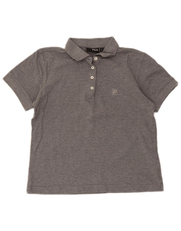 Polo feminino Fila Crop UK 10 pequeno algodão manchado cinza