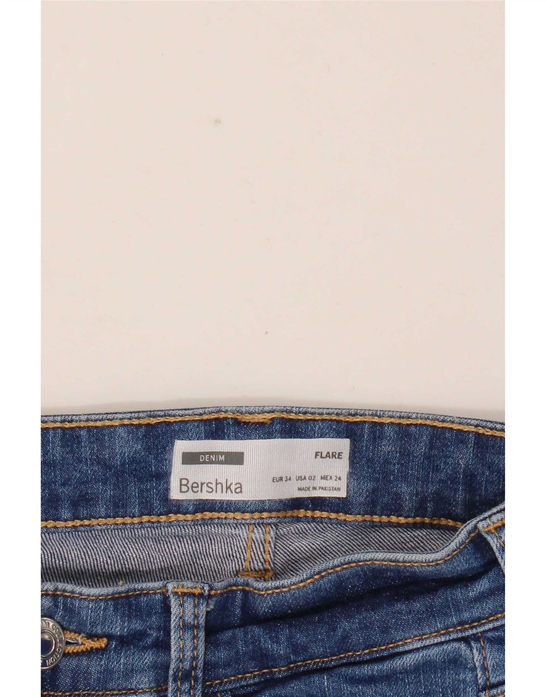 Bershka Calça Jeans Feminina Flared EU 34 XS W24 L32 Azul