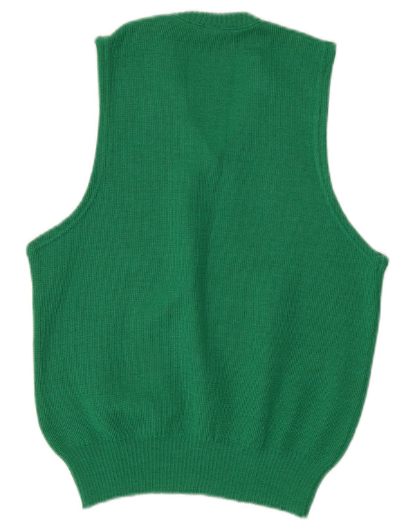 Camisola de alças de colete feminino vintage Reino Unido 10 acrílico verde pequeno