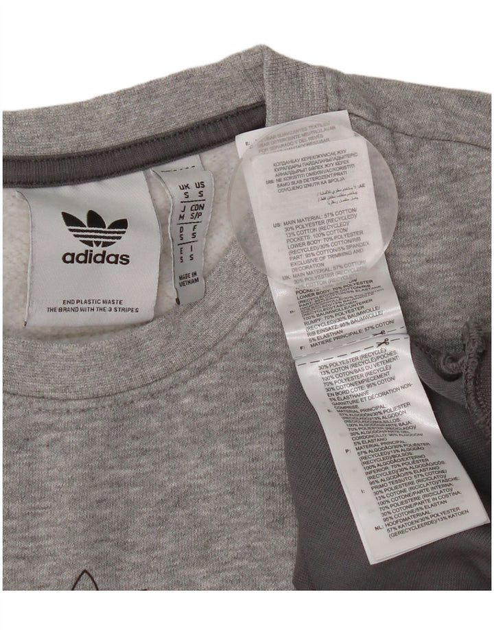 ADIDAS Mens Moletom Jumper Pequeno Cinza Colorblock Algodão
