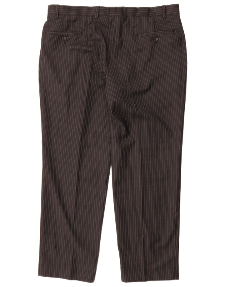 Calça masculina de terno reto MARKS & SPENCER W38 L29 cinza risca de giz lã