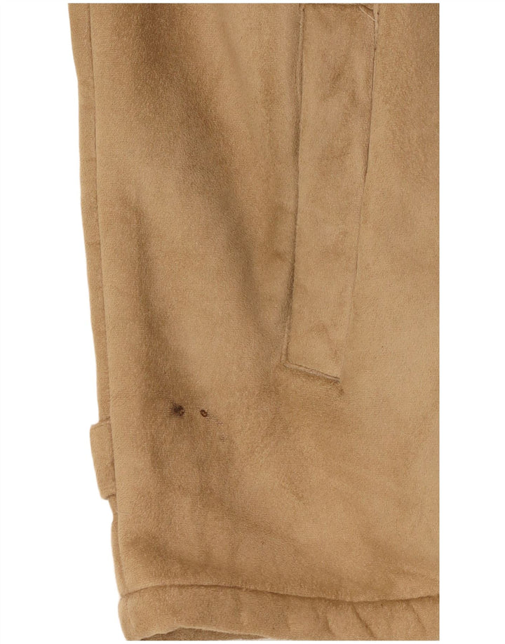 Jaqueta Sherpa masculina vintage UK 42 XL poliéster bege