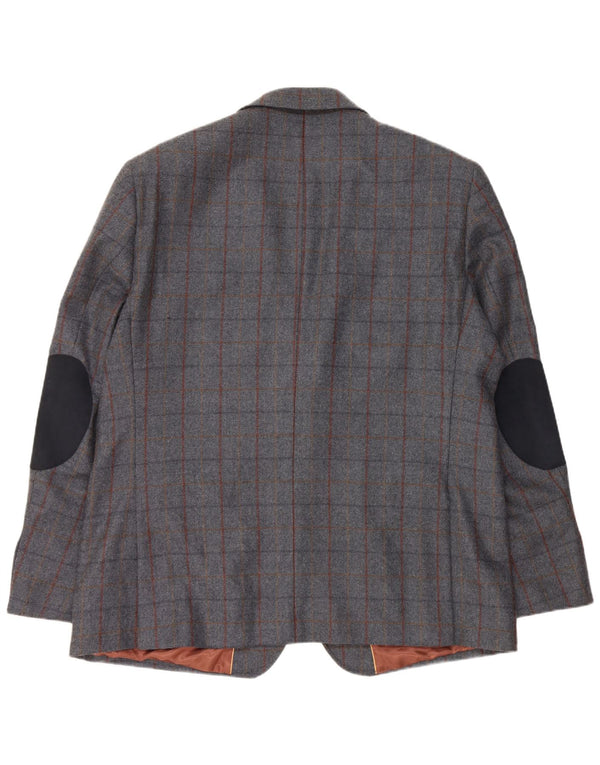 Jaqueta blazer masculina Woolrich com 2 botões Reino Unido 48 4XL lã xadrez cinza