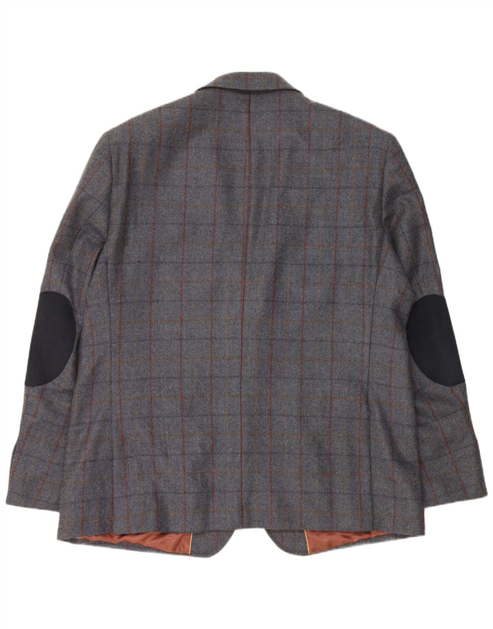 Jaqueta blazer masculina Woolrich com 2 botões Reino Unido 48 4XL lã xadrez cinza