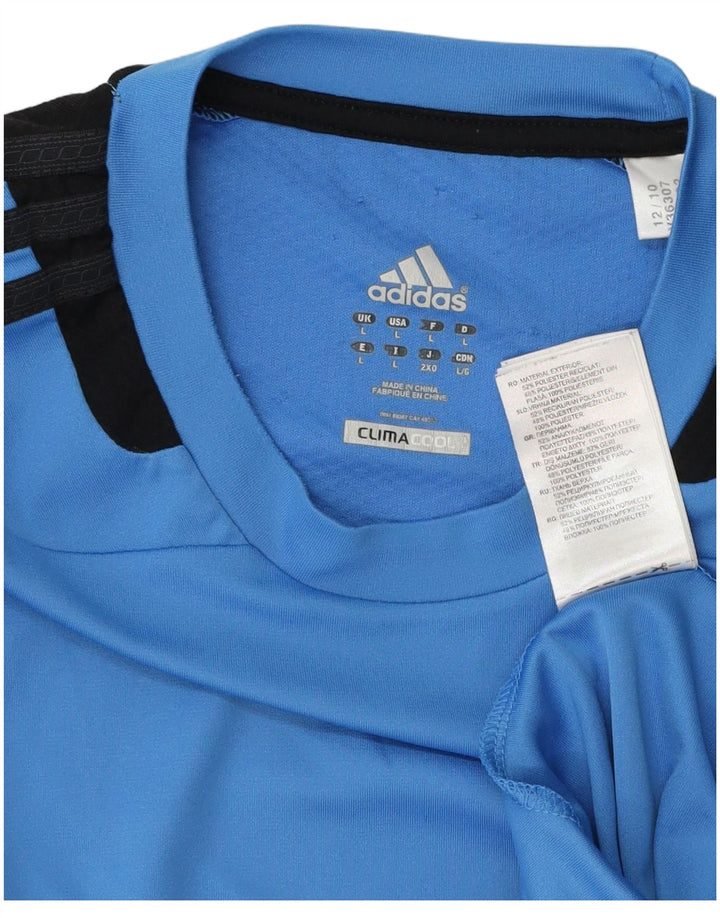 Adidas Mens Climacool Camiseta Top Grande Azul Colorblock Poliéster