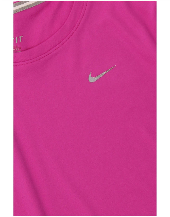 Camiseta feminina NIKE Dri Fit UK 8 pequena rosa poliéster
