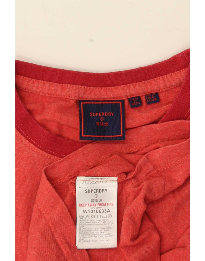 Camiseta feminina Superdry Top UK 10 pequeno algodão vermelho