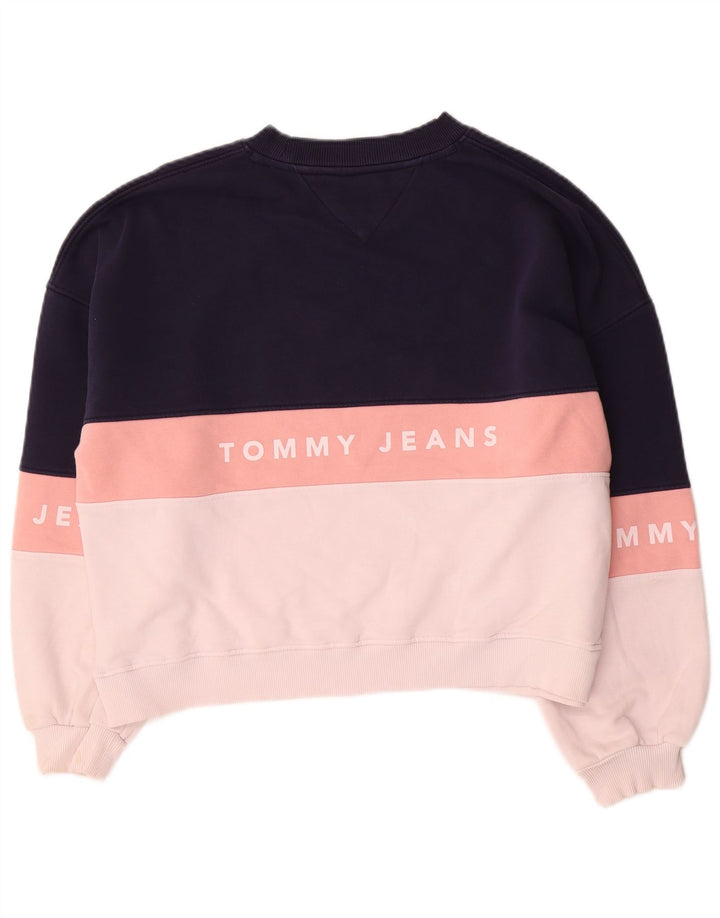 Tommy Hilfiger moletom feminino oversized jumper Reino Unido 10 pequeno azul marinho