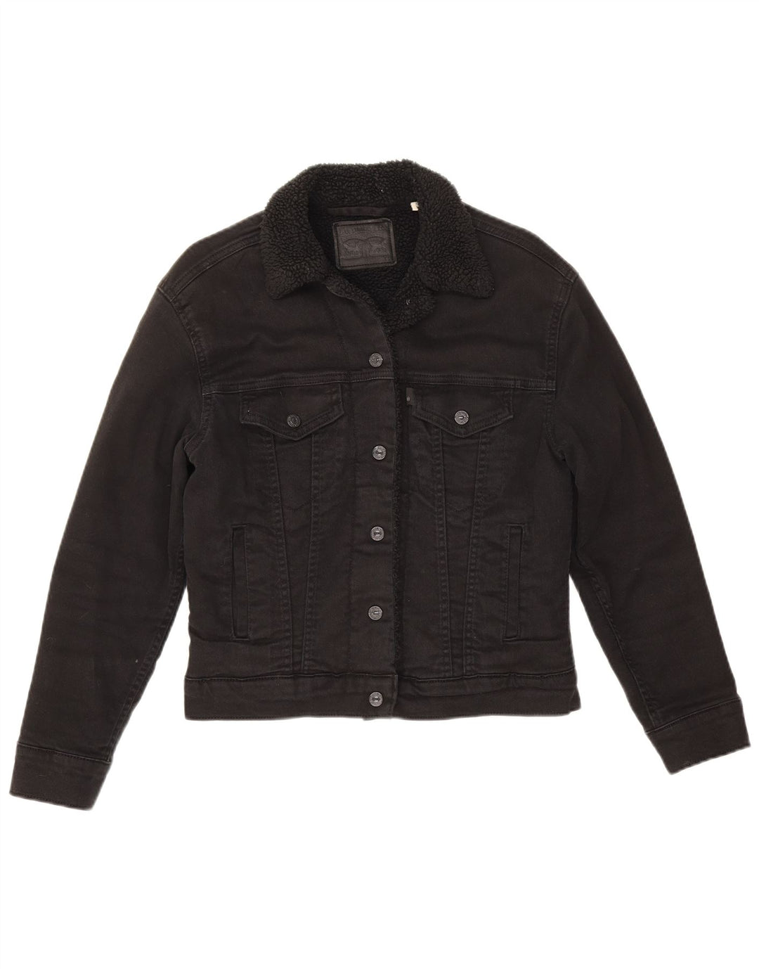 Jaqueta jeans feminina Sherpa Levi's UK 6 XS algodão preto