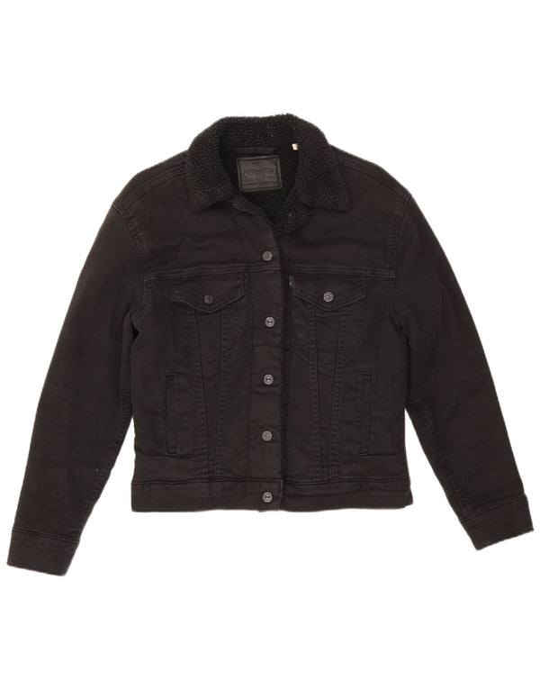 Jaqueta jeans feminina Sherpa Levi's UK 6 XS algodão preto