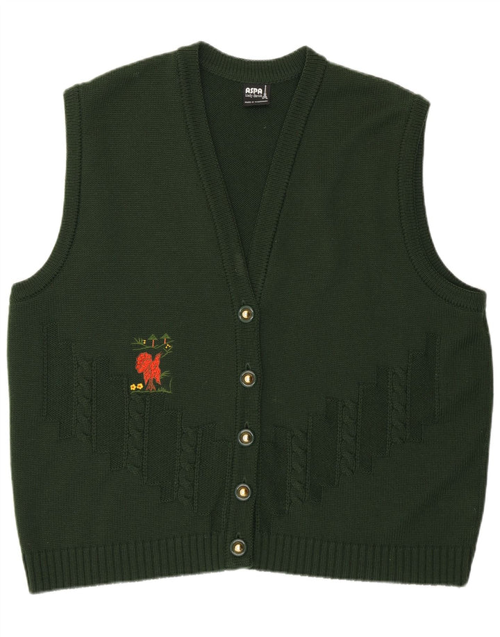 Suéter cardigã feminino gráfico sem mangas Aspa EU 46 XL verde poliacrílico