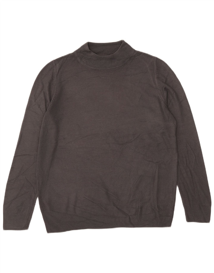 Suéter feminino Marks & Spencer com gola tartaruga Reino Unido 16 grande cinza acrílico