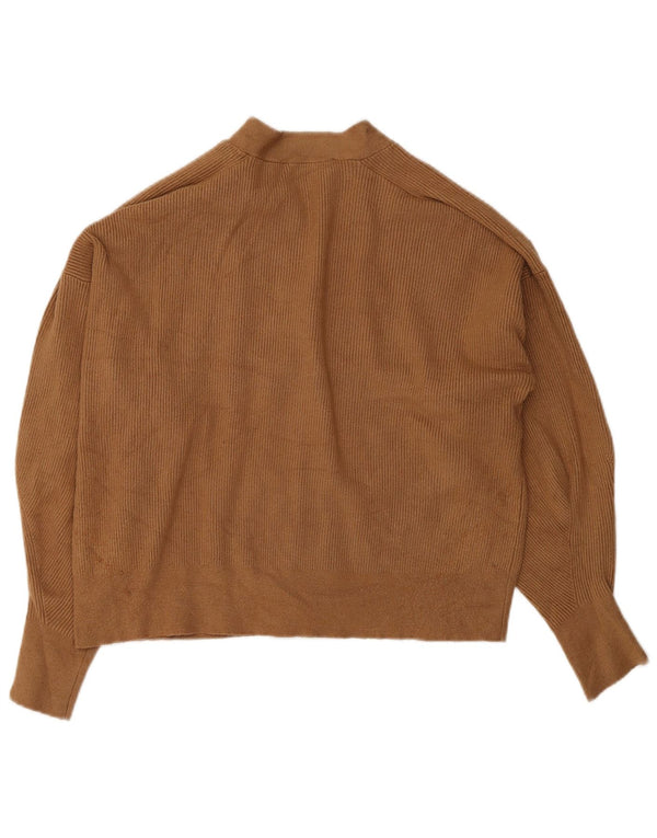 Suéter cardigã feminino Zara Reino Unido 14 viscose marrom médio